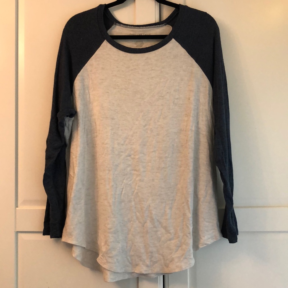 American Eagle Plush Long Sleeve Baseball Tee